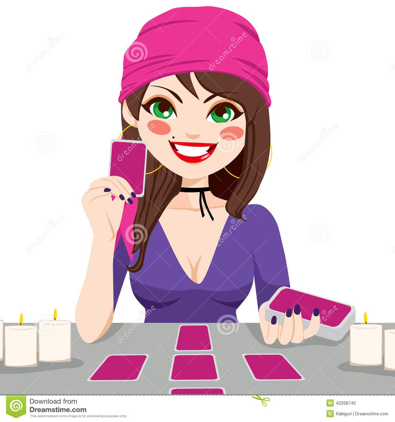 Fortune Teller Reading Cards Stock Vector   Image  42268740
