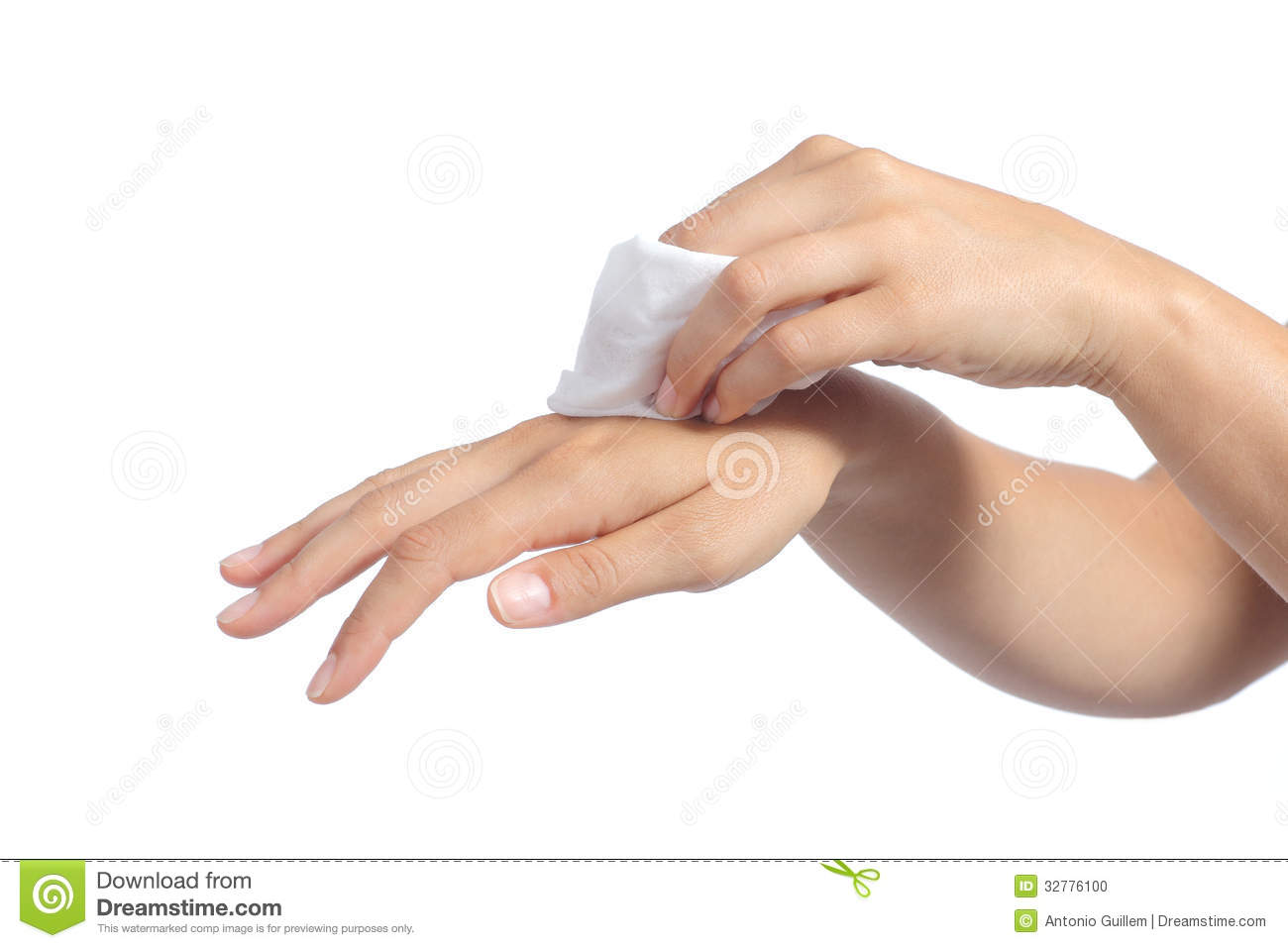 Hands Of A Woman Cleaning With A Baby Wipe Stock Photo   Image    
