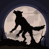 Howling At The Moon In A Spooky Night Scene Vector Illustration