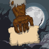 Howling Werewolf Holding A Old Paper In Full Moon Night Vector