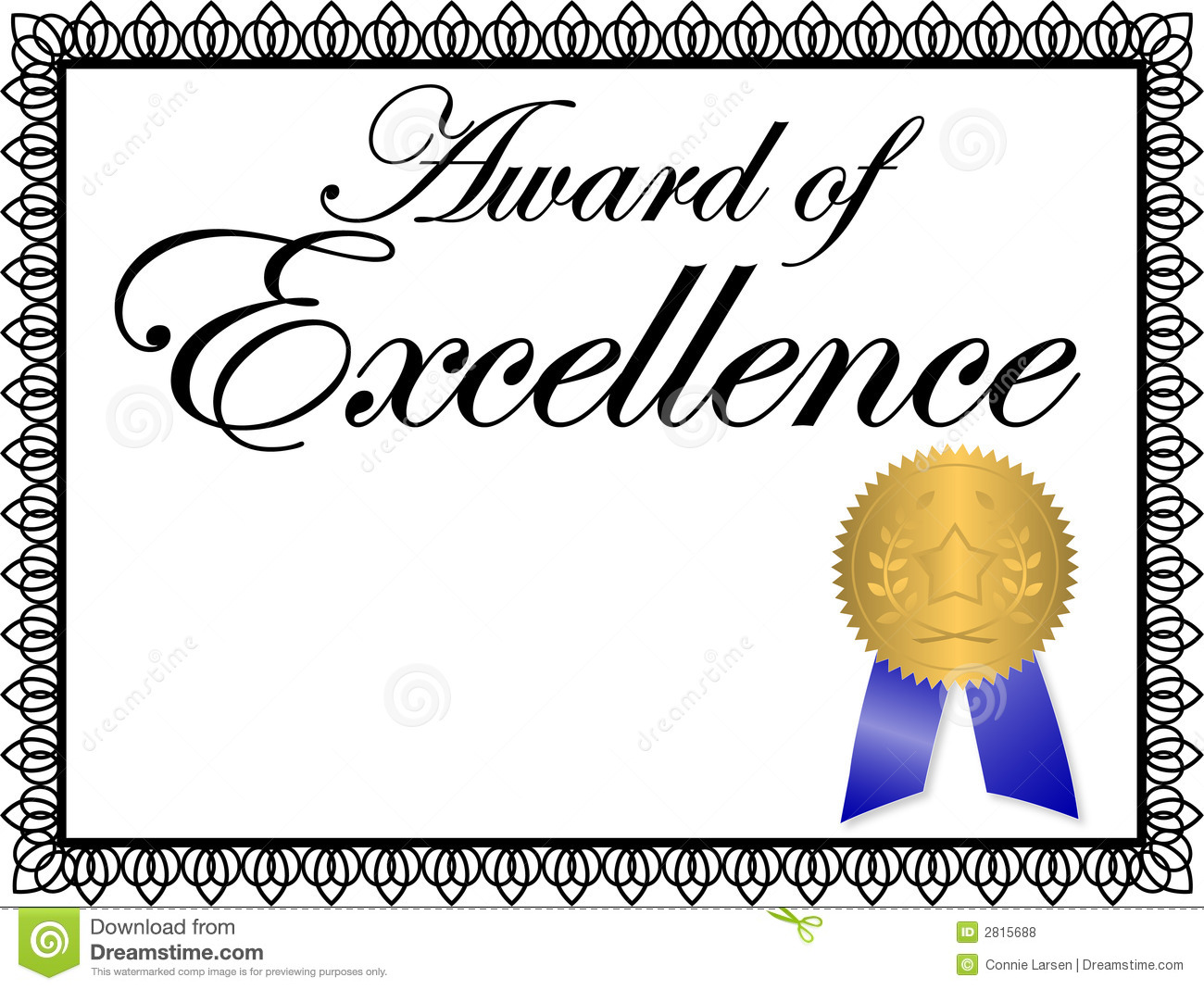 Illustration Of A Certificate   Award Of Excellence   Personalize With