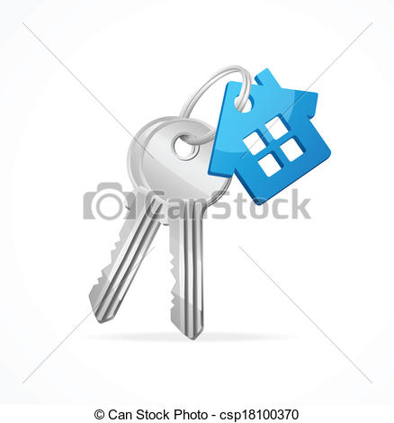 Key Chain   House Keys With Blue House    Csp18100370   Search Clipart