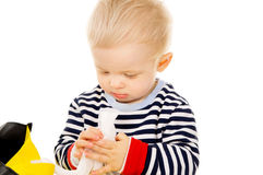 Little Baby Get Wet Wipes Royalty Free Stock Photo