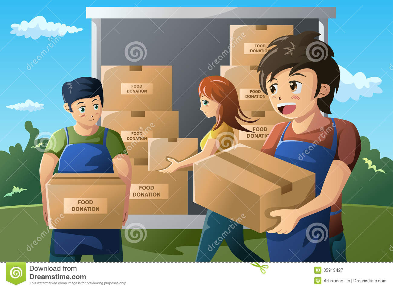 Team Of Volunteer Working At Food Donation Center Royalty Free Stock