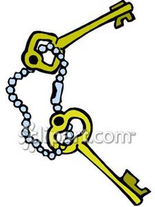 Two Brass Skeleton Keys On A Chain   Royalty Free Clipart Picture