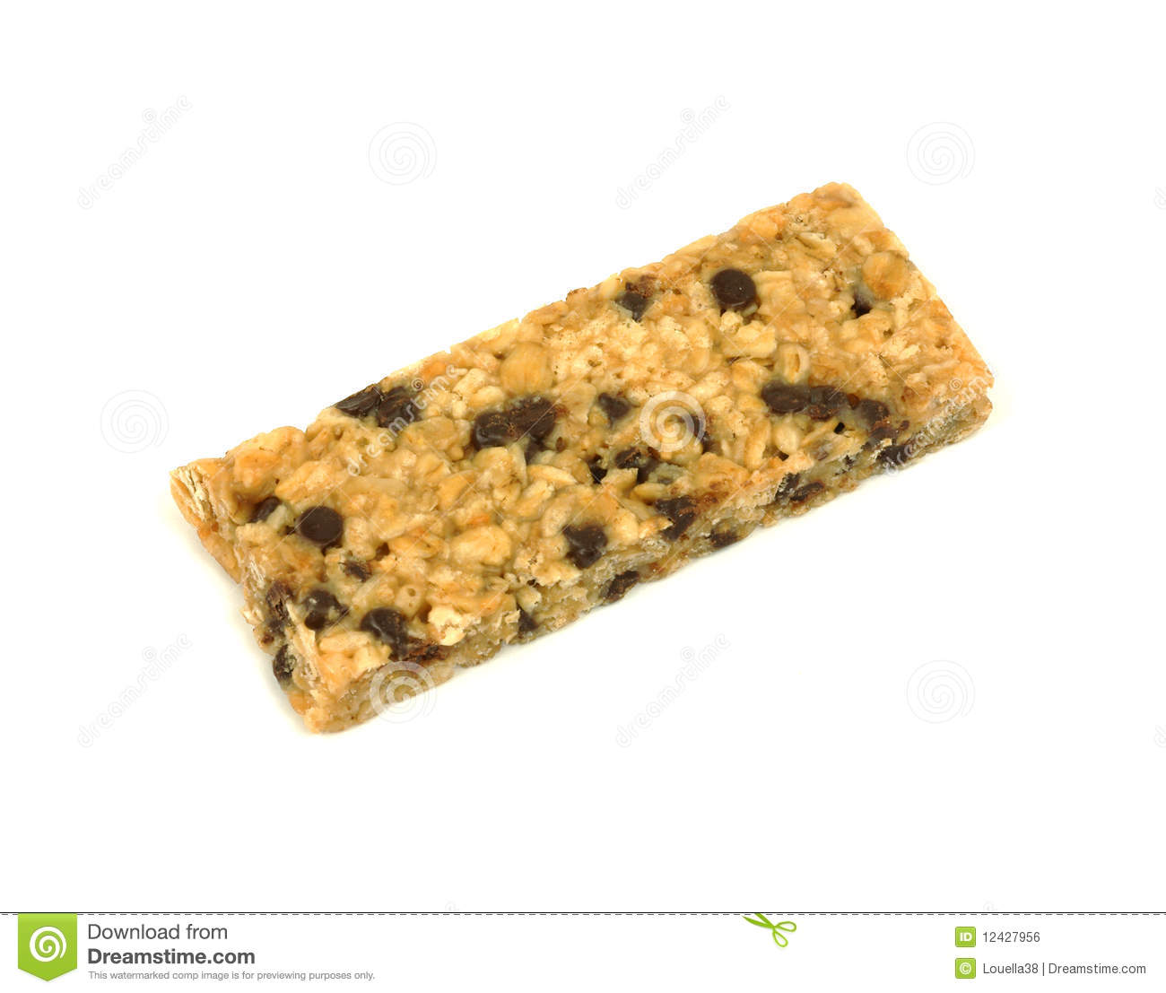 An Overhead View Of A Chewy Chocolate Chip Granola Bar