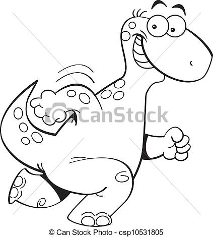 Black And White Clipart Dinosaur Vector Clipart Of Running Dinosaur