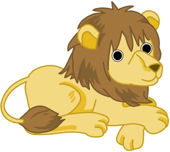 Clip Art Of A Male Lion With A Large Mane Lying On The Ground With Its