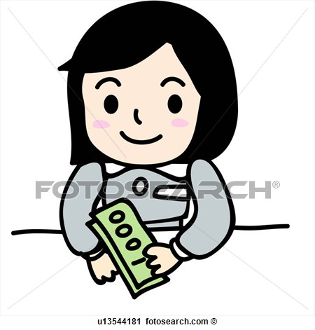 Clipart Of Paper Money Bank Clerk Money Holding Bank Teller Human