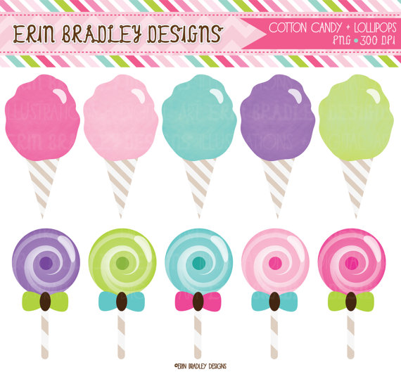 Cotton Candy And Lollipops Clipart Clip Art Personal   Commercial Use