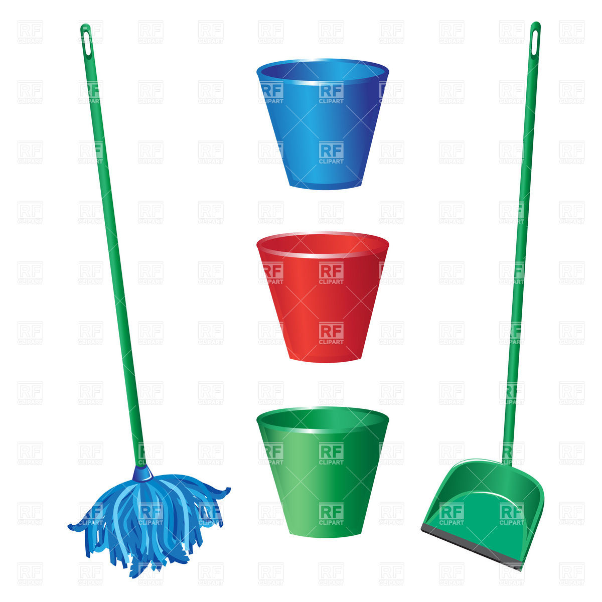 Floor Cleaning Tools   Swab Dustpan And Plastic Bucket 8318 Objects    