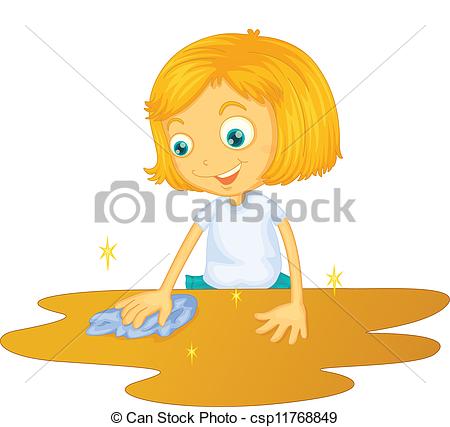 Floor   Illustration Of A Girl Cleaning    Csp11768849   Search Clip