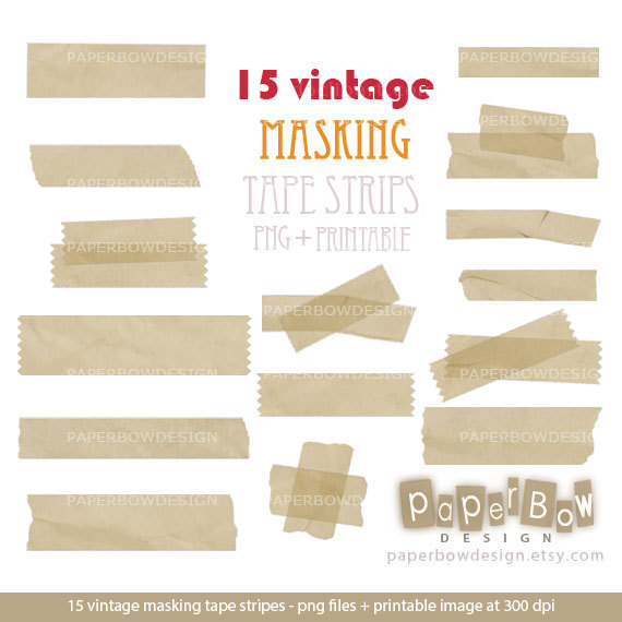 Grunge Masking Tape Strips Digital Clipart Set For Web Design