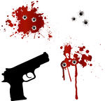 Gun With Bullet Holes And Blood Clipart Vector