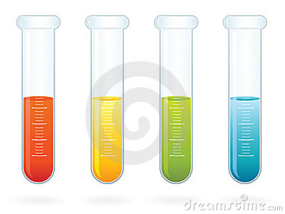 Illustration Of A Four Scientific Test Tubes Full Of Different Liquid