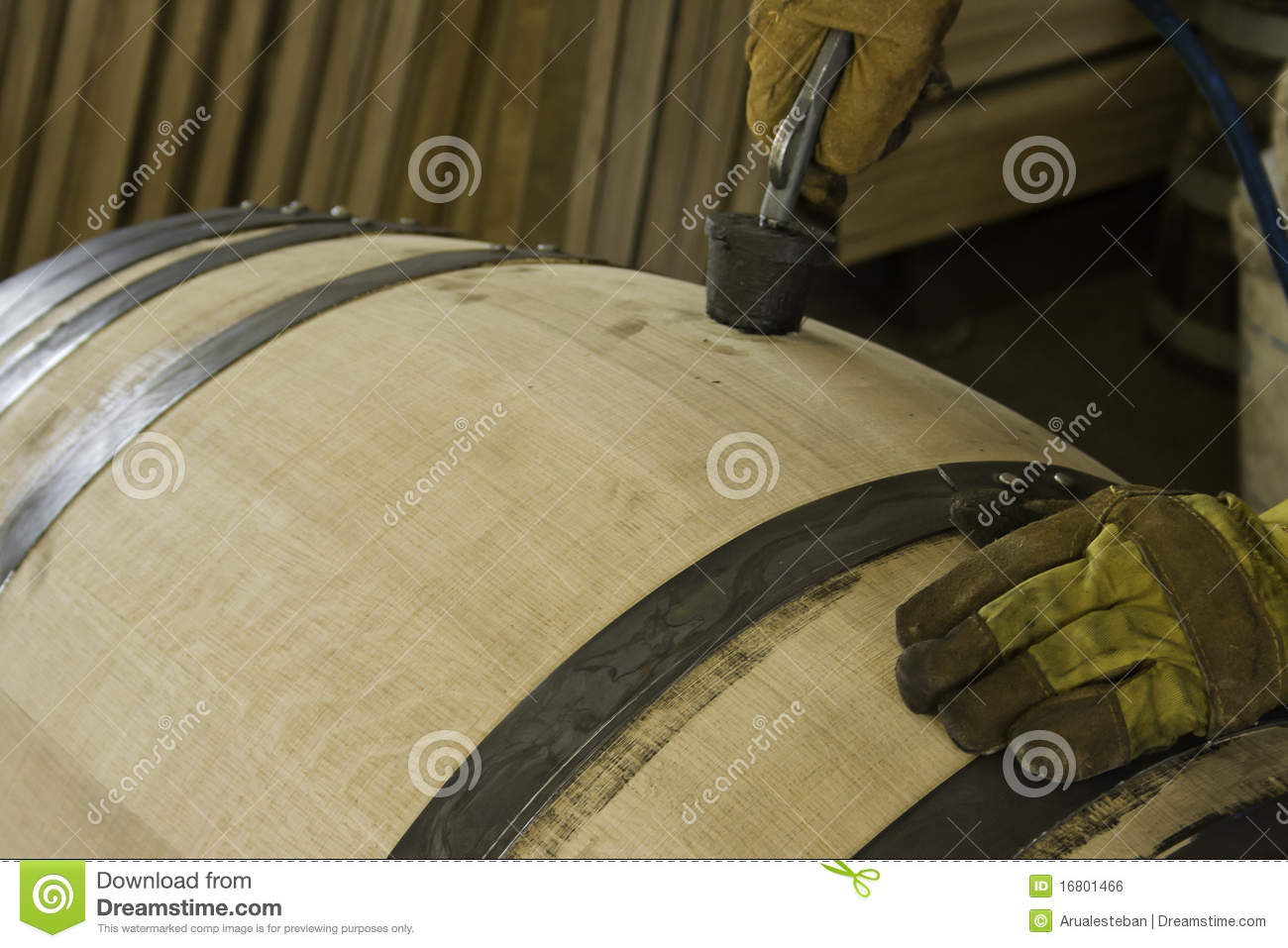 Making The Hole Of A Barrel  Manufacturing  Royalty Free Stock Image