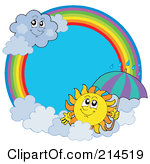 Summer Sun And Rain Cloud Rainbow Circle By Visekart