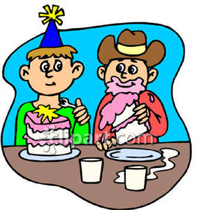 Boy Birthday Cake Clip Art Two Young Boys Eating Birthday Cake Royalty