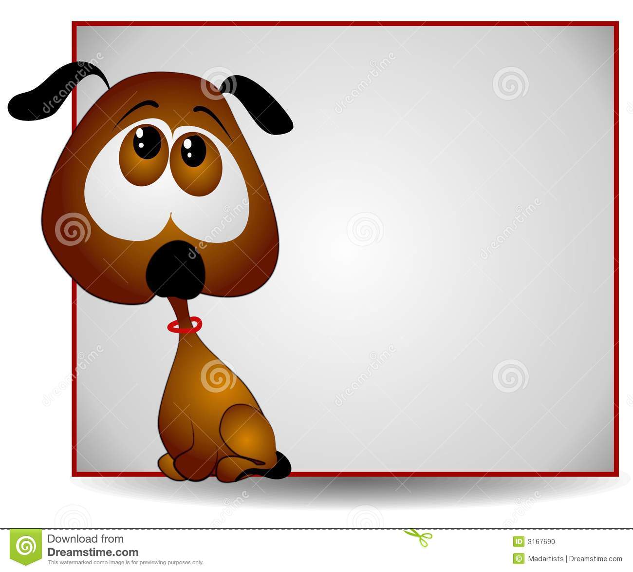 Clip Art Illustration Of A Sad Looking Big Eyed Brown Puppy Sitting