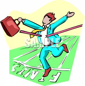 Clipart Image Of A Businessman With A Briefcase Crossing The Finish