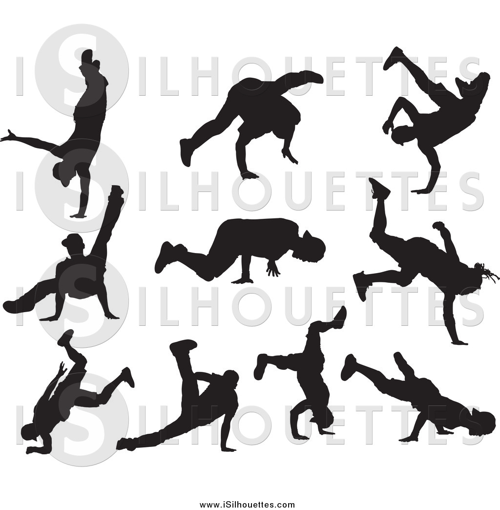 Clipart Of A Black And White Hip Hop Dancer Silhouettes By Paulo