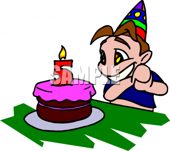 Clipart Picture Of A Boy With His Fifth Birthday Cake   Foodclipart    