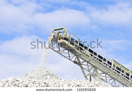 Conveyor Used For Conveying Crushed Granite Stone In A Quarry   Stock