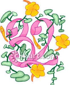 Flowery Number 32   Royalty Free Clipart Picture