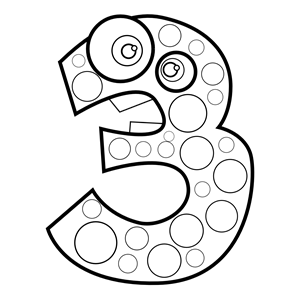 Free Vector Clipart Animal Number Three Lineart