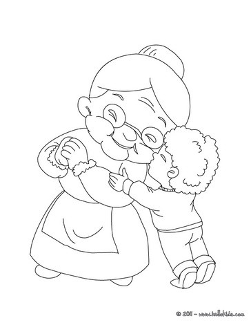 Grandparents Day Coloring Pages   Boy Hugging Grandma