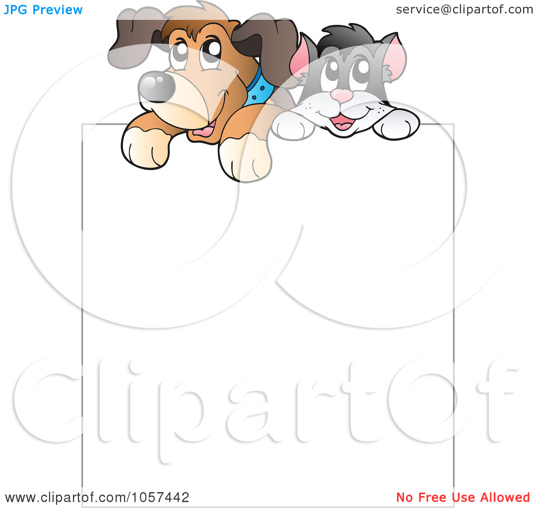 Illustration Of A Shelter Dog And Cat Over A Blank Sign By Visekart