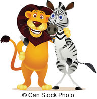 Lion And Zebra Stock Illustrations