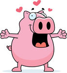 Pig Hug   A Happy Cartoon Pig Ready To Give A Hug