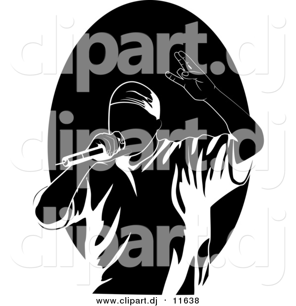 Vector Clipart Of A Performing Black And White Rapper Or Hip Hop
