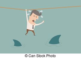 Businessman In A Risky Situation Vector Clip Art