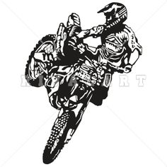 Clipart Image Of Black White Dirt Bike Rider Super Cross Motocross