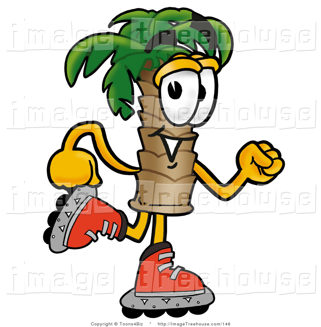 Clipart Of An Athletic Palm Tree Mascot Cartoon Character Roller