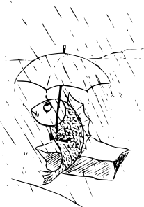 Dog And Cat Under Umbrella In The Rain Clip Art
