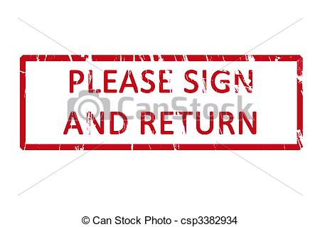 Drawing Of Please Sign And Return Office Rubber Stamp   An Office    