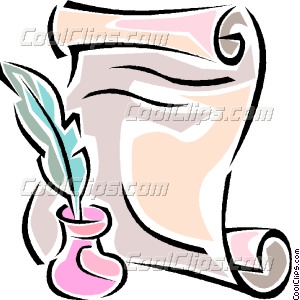 Feather Pen With Paper Vector Clip Art