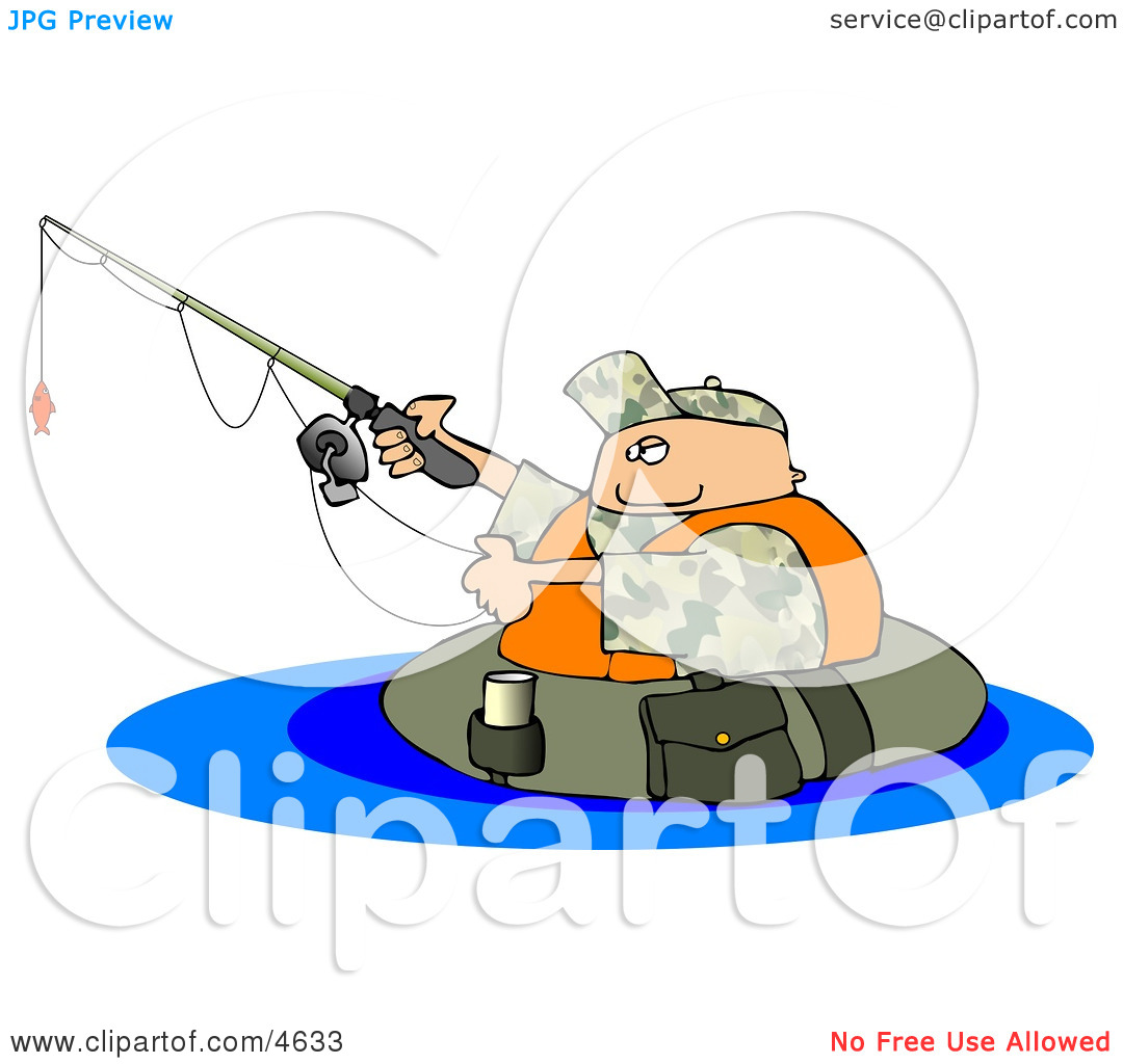 Float Tube Fisherman Fishing In A Lake Clipart By Djart  4633
