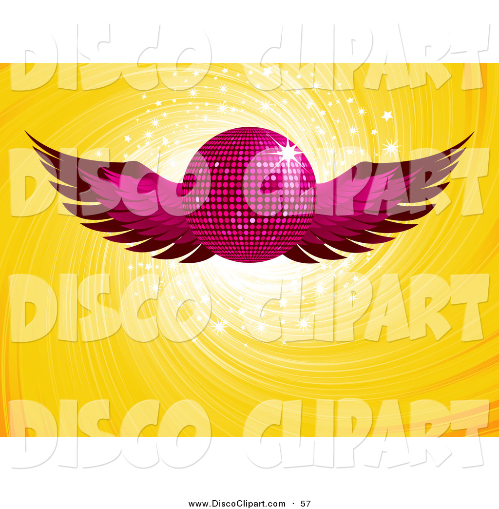 Larger Preview  Vector Music Clip Art Of A Shiny Pink Winged Disco