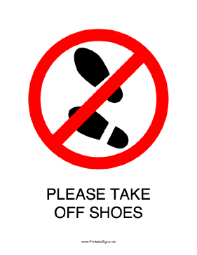 Printable Please Take Off Shoes Sign