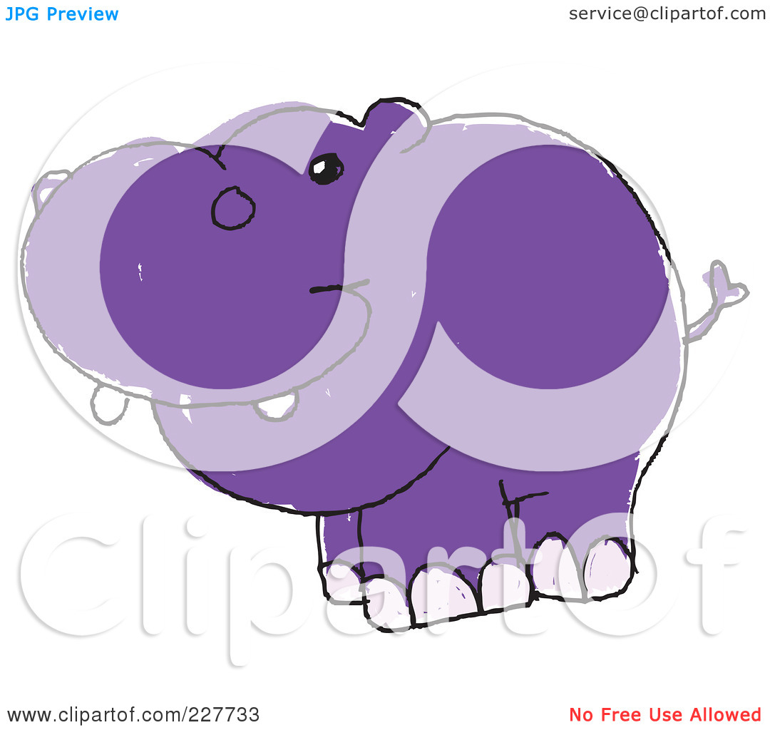 Royalty Free  Rf  Clipart Illustration Of A Cute Doodled Purple Hippo