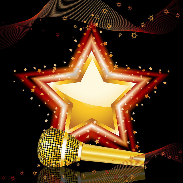 Royalty Free  Rf  Clipart Illustration Of A Golden Microphone Re