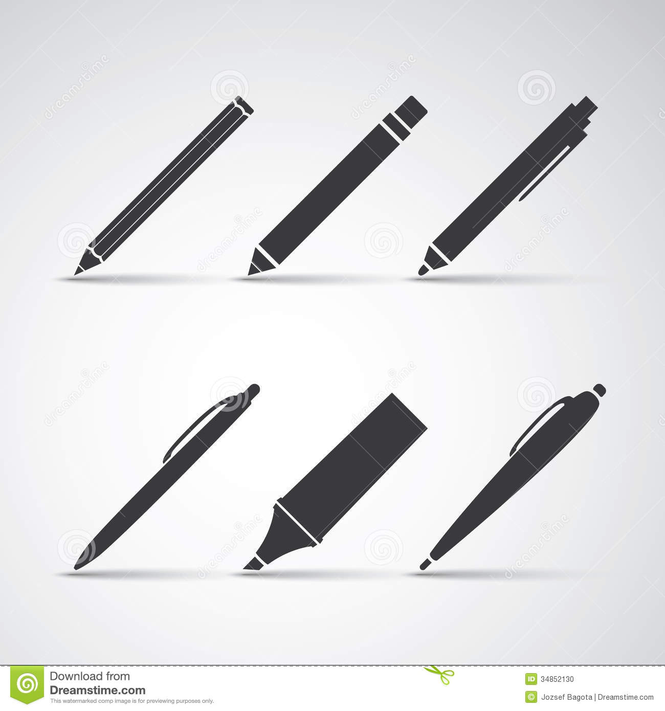Set Of Writing Tool Illustrations   Clipart In Editable Vector Format