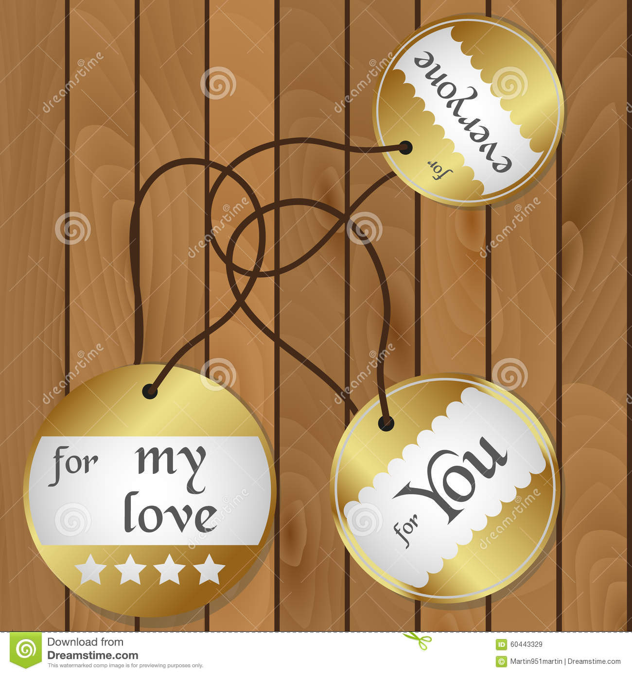 Shiny Gold Gift Round Tags For Gifts On Wooden Floor Eps10