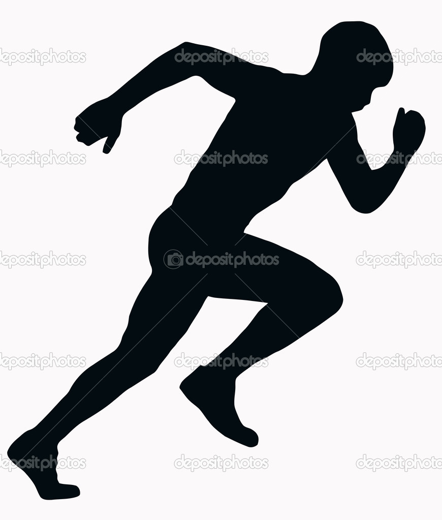 Sport Silhouette Male Sprint Athlete Stock Illustration Clipart