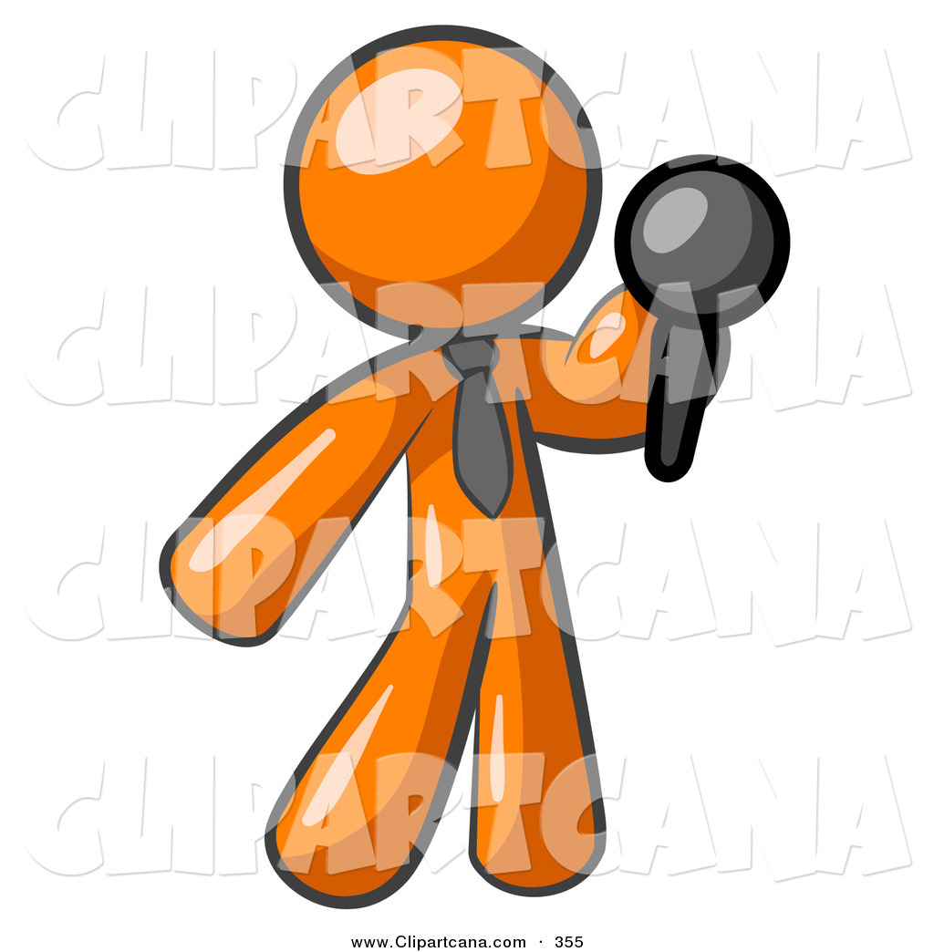 Vector Clip Art Of A Shiny Orange Man A Comedian Or Vocalist Wearing