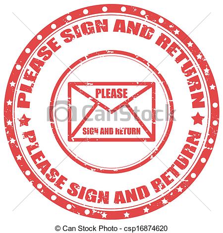 Vector   Please Sign And Return Stamp   Stock Illustration Royalty